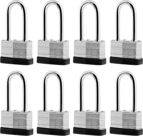 Vista 6 de SafiSwords Paquete de 3 candados de acero laminado con llaves iguales, 1-3/4 pulgadas de ancho, juego de candados largos resistentes con las mismas