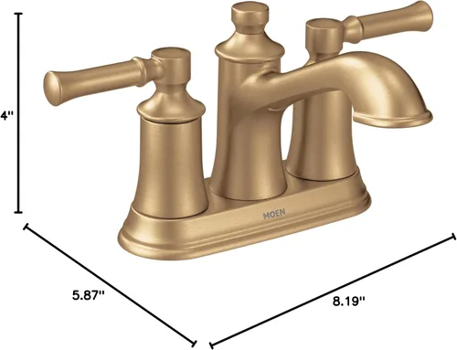 Vista 6 de Moen Dartmoor 6802BZG - Grifo de lavabo de baño tradicional de dos manijas dorado bronce