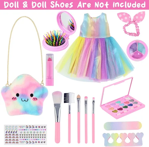 Vista 2 de UNICORN ELEMENT 15 Piezas Accesorios para Muñecas de 18 Pulgadas - Vestido con Set de Maquillaje para Muñecas Generation - Ropa y Accesorios