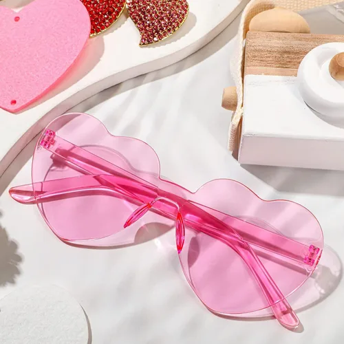 Vista 7 de Heart Shaped Sunglasses Candy Color Rimless Fun Heart Sunglasses for Women Men Party Favors