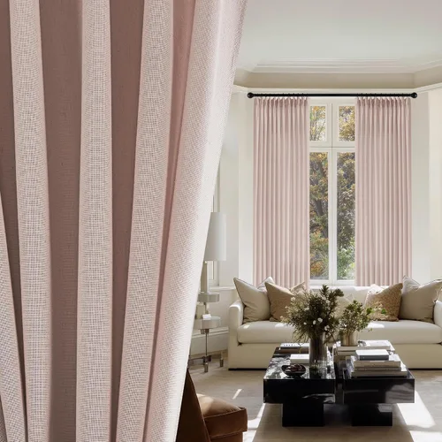 Vista 6 de PONY DANCE Cortinas plisadas de lino rosa de 96 pulgadas de largo para dormitorio, cortinas gruesas con pestaña trasera para sala de estar con 16