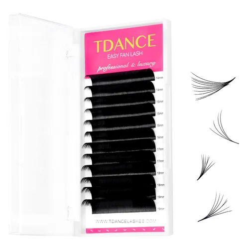 Vista 10 de TDANCE - Extensiones de pestañas fáciles de colocar con forma de abanico, pestañas de volumen con rápido crecimiento, rizo C CC D DD J B L, grosor