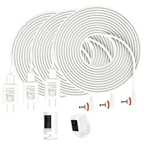 Vista 7 de Cable de alimentación con adaptador de corriente para Ring Stick Up Cam Batería de 2ª/3ª Gen/Plug-in y Ring Spotlight Cam, cable de 16 pies de largo
