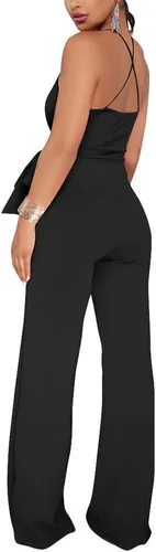 Vista 2 de Aro Lora - Jumpsuit largo para mujer, sin mangas, con cuello en V, espalda descubierta y pierna ancha.