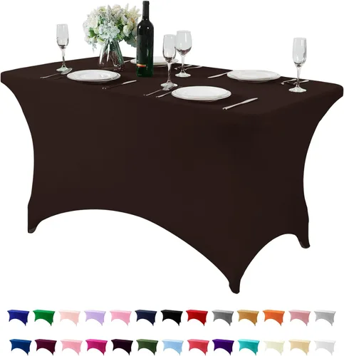 Vista 70 de Mantel de elastano para mesa de 6, 4 o 8 pies, universal, ajustable, para fiestas, banquetes, bodas y eventos, color verde manzana
