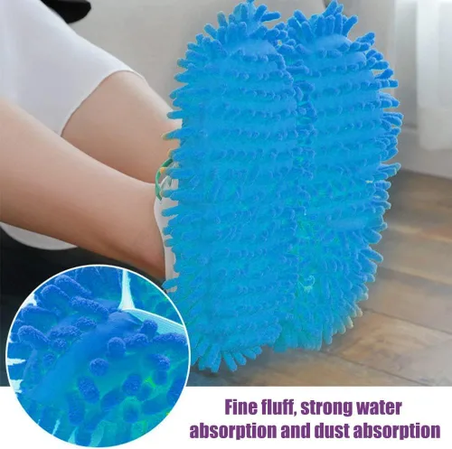 Vista 3 de Calcetines para trapeador, 2 pares de fundas de microfibra para limpieza de casa, suaves, lavables, reutilizables, de microfibra, para limpieza