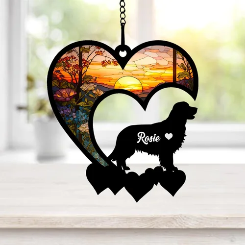 Vista 25 de NAZENTI Atrapasoles personalizado de sabueso afgano, adorno conmemorativo personalizado para la pérdida de mascotas, regalo de condolencia