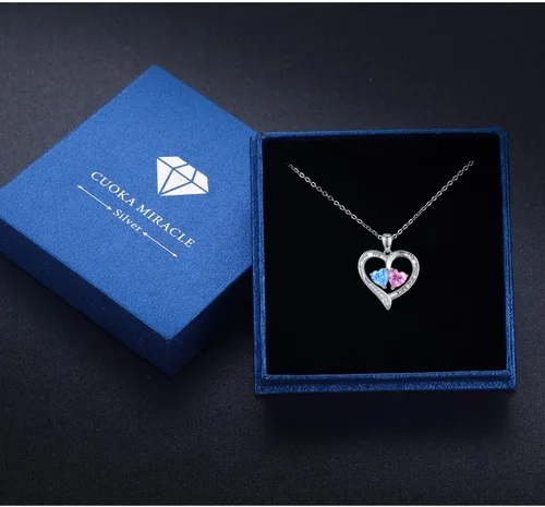 Vista 6 de Cuoka Collar de plata de ley 925 con texto en inglés "I Love You to The Moon and Back