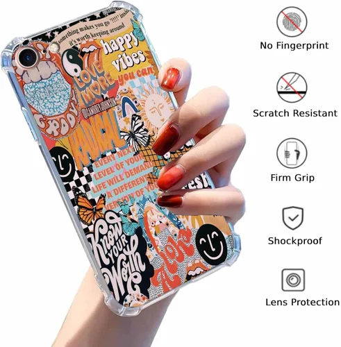 Vista 2 de Funda de Collage Estético para iPhone 7/8/SE2/SE3, Patrón de Citas Positivas, Funda TPU Única y Moderna Compatible con iPhone 7/8/SE2/SE3