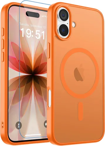Vista 416 de zapica Funda magnética para iPhone Air, con protector de pantalla de vidrio templado, compatible con MagSafe, translúcida mate, a prueba de golpes