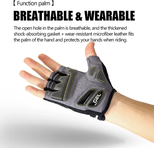 Vista 6 de Kyncilor Guantes de ciclismo para hombres y mujeres transpirables de medio dedo guantes de bicicleta de montaña amortiguadores de golpes