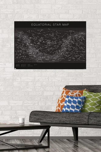 Vista 12 de Trends International Astrología - Póster de pared con mapa estelar ecuatorial, 14.725 x 22.375 pulgadas, versión enmarcada de madera de granero