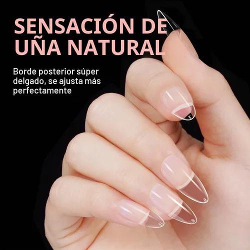 Vista 3 de AILLSA - Puntas de uñas de almendra medianas, 216 puntas de gel transparentes para bricolaje Full Cover, No Extra Filing Needed, Nails Extension