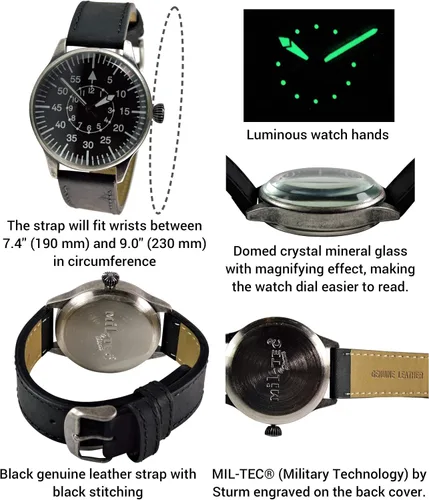 Vista 5 de Mil-Tec Retro Mechanical Dial Aviator Watch