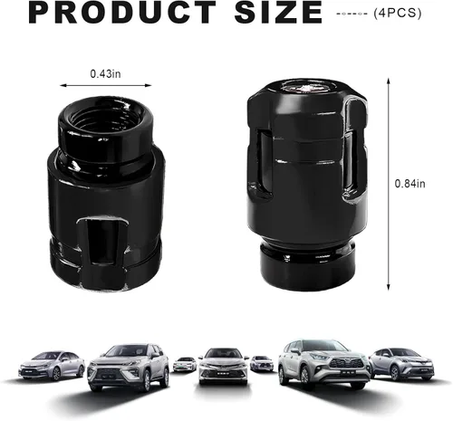 Vista 2 de Yourkar 4 tapas de vástago de válvula de neumático de automóvil, cubiertas de válvula de rueda de aleación de aluminio de forma única, resistentes a