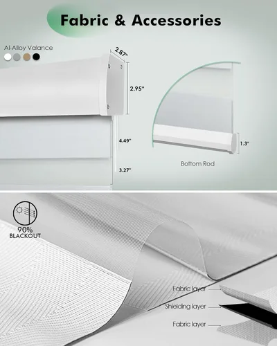Vista 5 de Yoolax Persianas motorizadas de cebra, persianas con control remoto de cebra para ventanas de interior, persianas motorizadas con control remoto