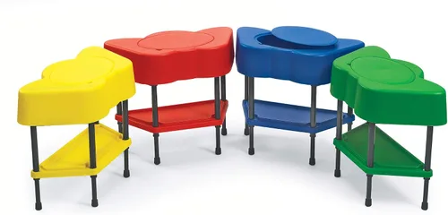 Vista 6 de Children's Factory - Mesa sensorial para niños pequeños con tapa, azul, AFB5100PB, actividades de arena y agua ajustables para niños, guardería