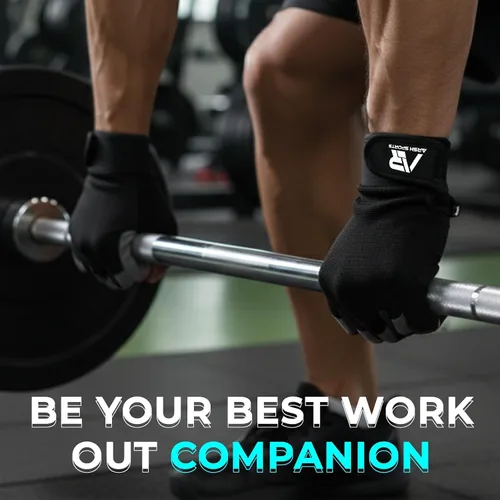 Vista 6 de Guantes de gimnasio transpirables para hombres y mujeres – Guantes de entrenamiento ligeros, antideslizantes con protección completa de la palma