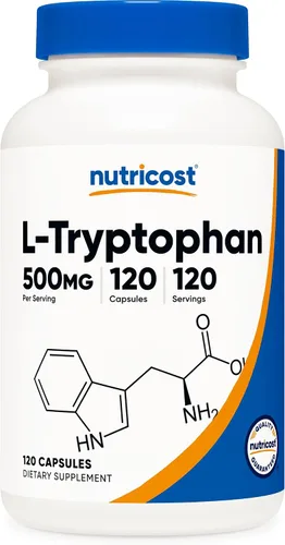 Vista 8 de Nutricost L-triptófano 500 mg, 120 cápsulas (2 botellas)