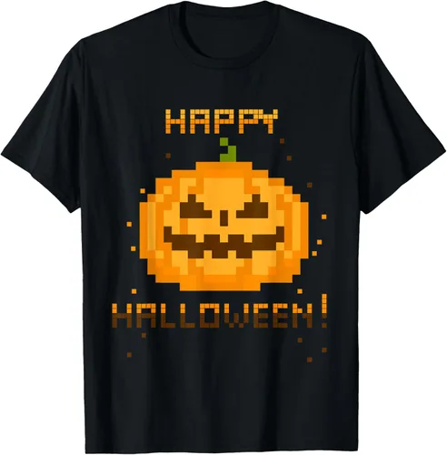 Vista 4 de GAMER Pixel Jack-O-Lantern – Disfraz para Halloween de vídeo playera, Plateado