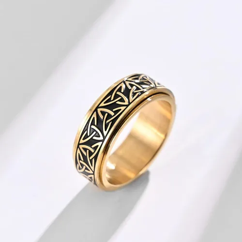 Vista 2 de Palotay Anillos antiestrés para la ansiedad para mujeres y hombres, de acero de titanio, anillo de nudo celta, anillo antiansiedad, alivio