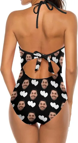 Vista 4 de InterestPrint Traje de baño de una pieza con cuello en V profundo para mujer