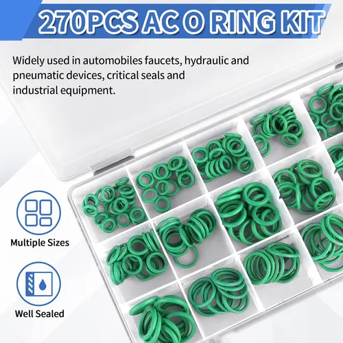 Vista 13 de Kit de reparación de aire acondicionado para automóvil: 270 piezas kit de juntas tóricas de CA y 40 piezas de núcleo de válvula de CA para sistema