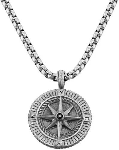 Vista 2 de MYKA - Collar con dije de brújula grabado personalizado para hombre en plata de ley 925, regalo de verano personalizado para hombres, novio, marido