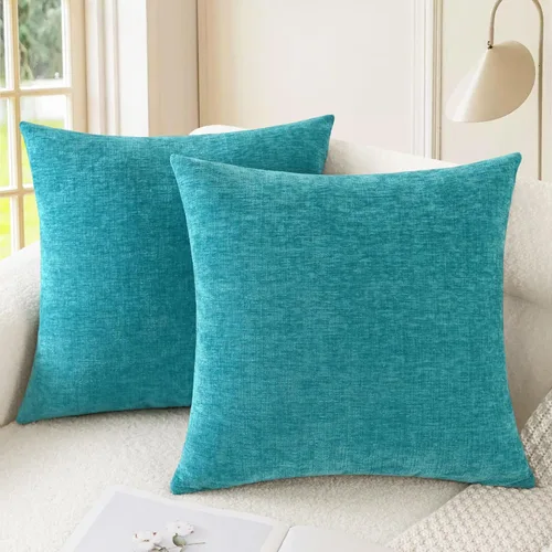 Vista 20 de CaliTime - Paquete de 2 fundas de almohada acogedoras para sofá, decoración del hogar, felpilla suave teñida sólida, 16 x 16 pulgadas, marrón Marrón