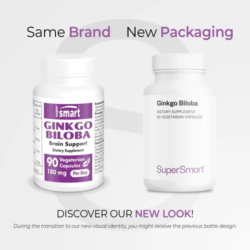 Vista 2 de Supersmart - Ginkgo Biloba 180 mg por porción - Extracto estandarizado al 24% de flavonglicósidos de ginkgo - Puede mejorar el rendimiento máximo
