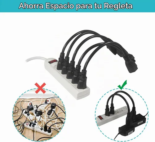 Vista 4 de Cable de extensión de alimentación corto de 1 pie de 1 pie – Cable de extensión corto de 3 clavijas para interiores SJT 16 AWG resistente cable