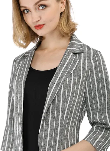 Vista 6 de Allegra K Blazer de solapa con muescas y mangas 34 para mujer
