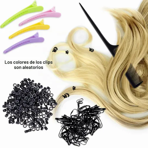 Vista 6 de Duufin Kit de herramientas de extensión de cabello 500 piezas de cuentas Negro