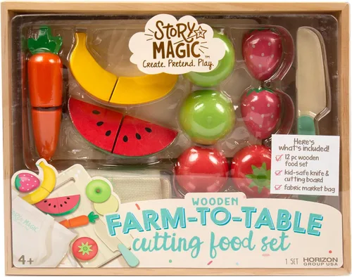 Vista 5 de Story Magic Juego de cocina de madera, juego de cocina de madera para niños de más de 4 años