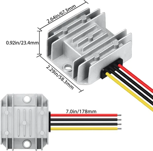 Vista 7 de LeMotech Convertidor DC 12/24V a 5V, 5A 25W, convertidor reductor de voltaje, regulador de voltaje, transformador impermeable IP68 para carro