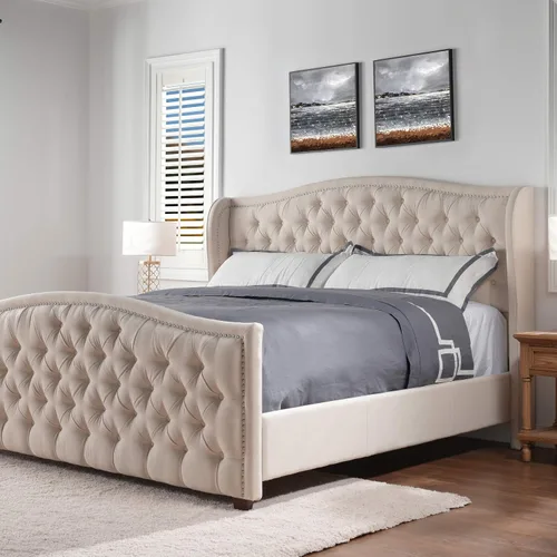 Vista 18 de Jennifer Taylor Home - Cama Anastasia de tamaño Queen de terciopelo resistente en color verde oliva Terciopelo de rendimiento verde oliva