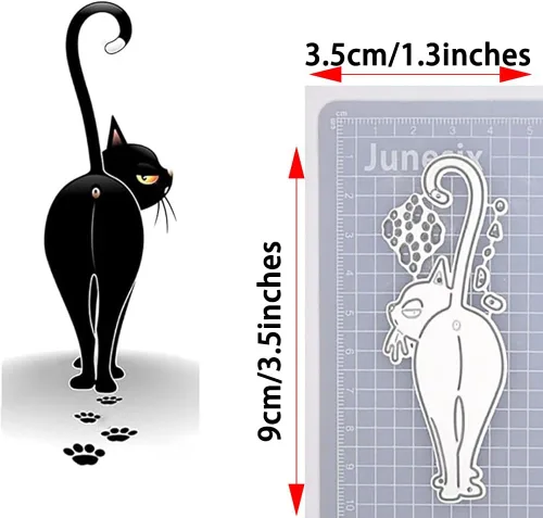 Vista 8 de 4 piezas de troqueles de metal para gatos negros para hacer tarjetas, adorable mascota de Halloween, gato, animales, troquelado, plantilla