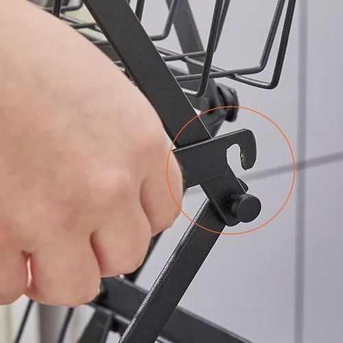 Vista 5 de Cesta de almacenamiento de cocina con ruedas, 5 niveles, apilable, para verduras, plegable, sin montaje, para mercado, garaje