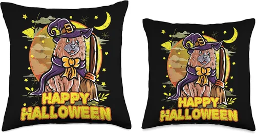 Vista 3 de BCC Chow Chow Shirts & Asian Dog Lover Gifts Chow Happy Halloween Costume Witch Throw Pillow, 16x16, Multicolor