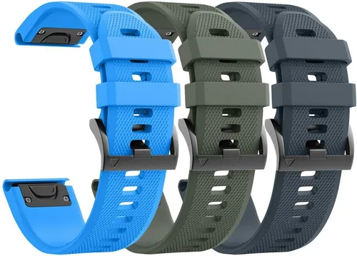 Vista 30 de ANCOOL - Correa para Garmin Fenix 5, de ajuste fácil, de silicona suave de 22 mm de ancho, correa de reloj para Garmin Fenix 5 Azul