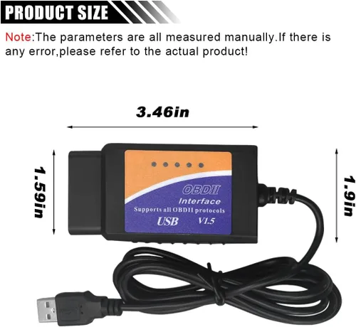 Vista 3 de ELM327 OBD2 Adaptador USB, herramienta de codificación de diagnóstico, escáner ELMconfig OBDII herramienta de escaneo con interruptor MS-CAN/HS-CAN