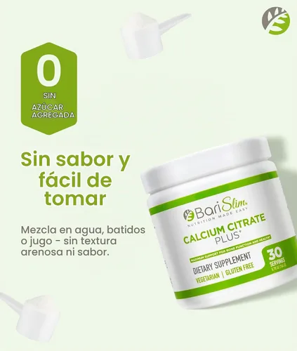 Vista 3 de BariSlim Bariatric Calcium Citrate Plus Powder - 600 mg, 30 porciones