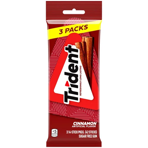 Vista 4 de Trident Goma de mascar de canela sin azúcar, 3 paquetes de 14 piezas (42 piezas en total)