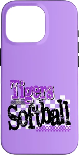 Vista 20 de Tigers Softball Mom Purple Tiger Pride Game Day School Case for iPhone 17