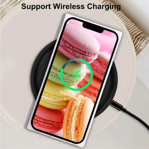 Vista 6 de Funda rectangular compatible con iPhone 15 Neon para mujer, diseño de lujo de fluorescencia brillante, flexible, suave, delgada, de gel de goma TPU