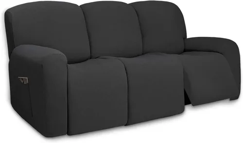 Vista 51 de PureFit Funda súper elástica para sofá reclinable con bolsillo, funda de sofá suave y antideslizante de elastano, lavable, protector de muebles