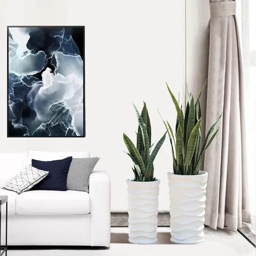 Vista 8 de LuxenHome Macetas Altas para Plantas de Exterior, Juego de 2 Macetas para Interiores y Exteriores con Orificio de Drenaje y Tapón de Goma, Macetas