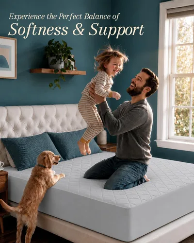 Vista 6 de Utopia Bedding - Cubrecolchón acolchado (tamaño matrimonial), protector de colchón elástico y ajustable con bolsillo profundo que se estira hasta 16