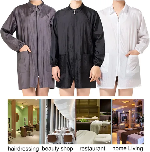 Vista 4 de TOPTIE Ropa de trabajo de manga larga para estilista de peluquería, peluquería de peluquería para peluquería para peluquería para peluquería
