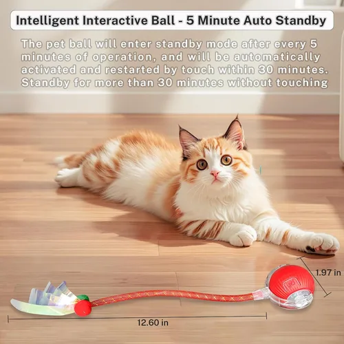 Vista 3 de Nuevo Juguete de Pelota para Gatos Mejorado - Speedy Tail 2.0 Juguete para Gatos, Pelota de Juguete Interactiva para Gatos, Juguetes Estimulantes